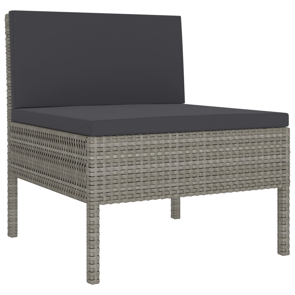 Chaise de jardin pliable avec coussin en Rattan synthétique Gris - 3