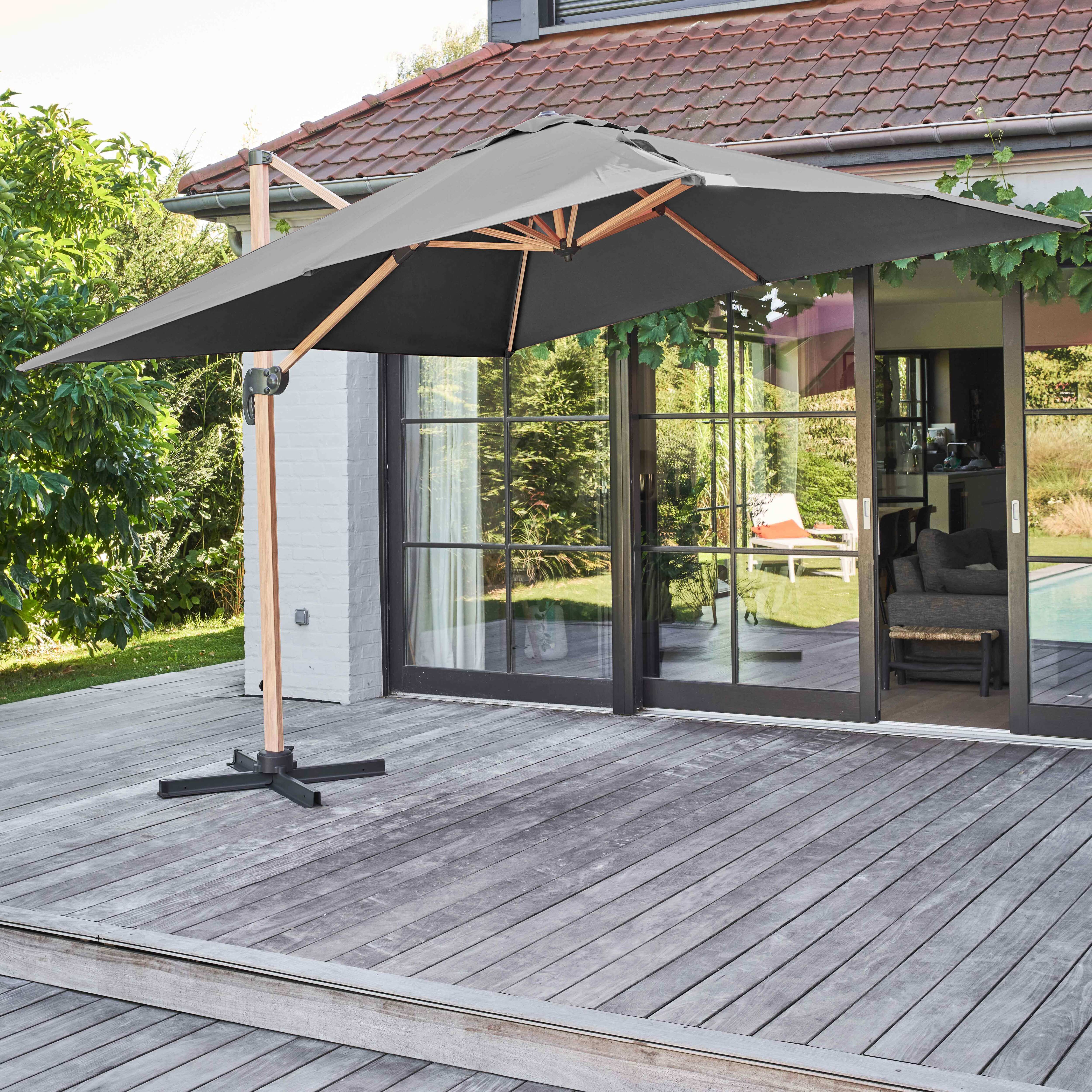 Telo Per Ombrellone Quadrato 3x3 M – Antracite, Poliestere 240 G/m², Impermeabile, UV 50+