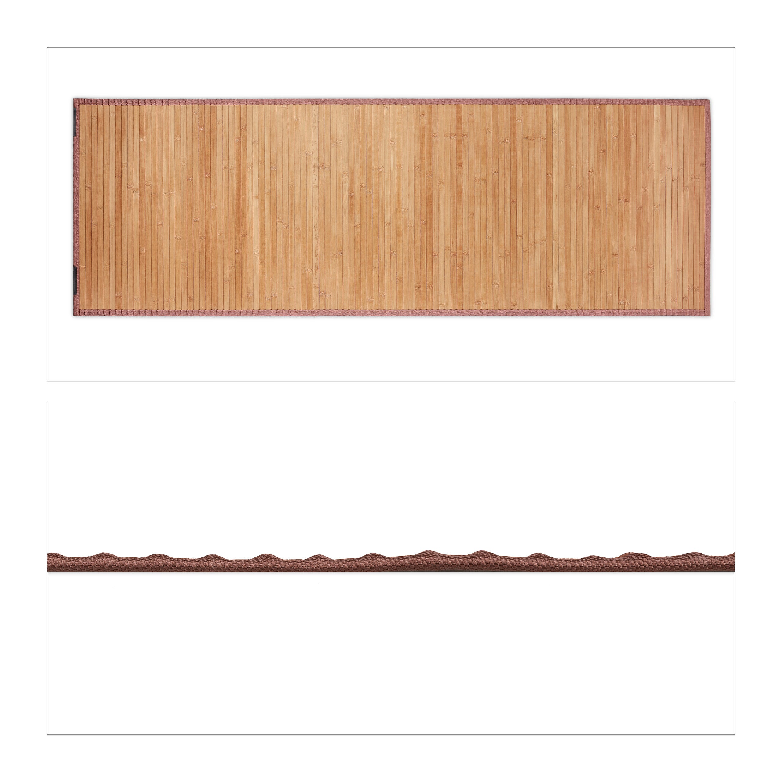 Tapis en Bambou Résistant Humidité Anti-glisse Bord textile Sortie de Bain Douche SDB, 61x182 cm, nature, Relaxdays - 9