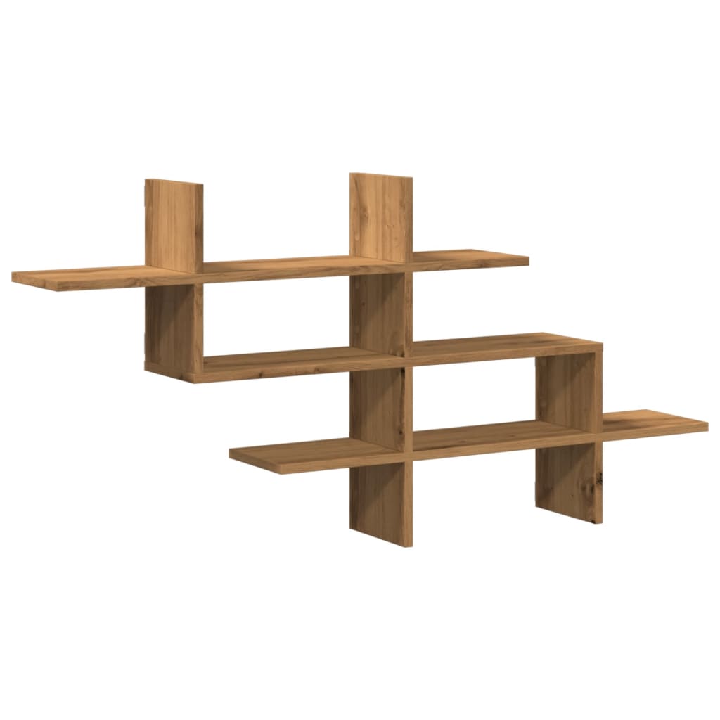 Étagère Murale Design En Forme De Voiture - Bois Chêne Artisanal 82x15x51 Cm - Pour Déco Et Rangement