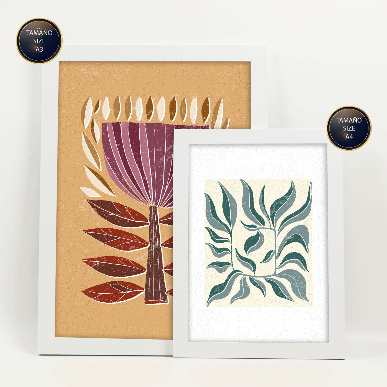 Nacnic Ensemble 6 Impressions De Fleuron Dans De Style Ethnique Cadre Décoratifs Pour Votre Chambre Maison Impression A4 A3 Avec Des Cadre Blanc - 2