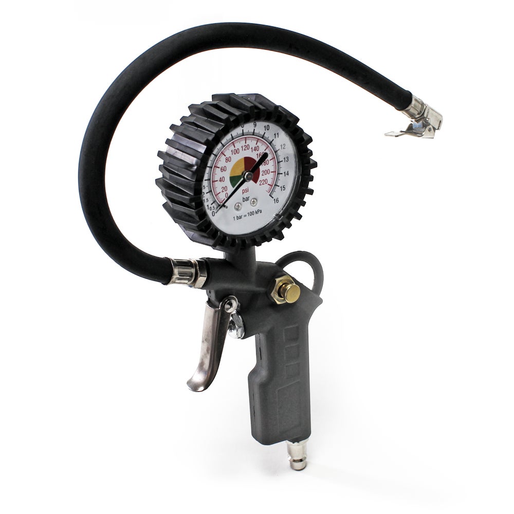 Jeu de 4 Outils pneumatiques – Pistolet de gonflage – Pistolet de soufflage – Tuyau spiralé – Manomètre – Accessoires pour compresseur Air… Wiltec - 2