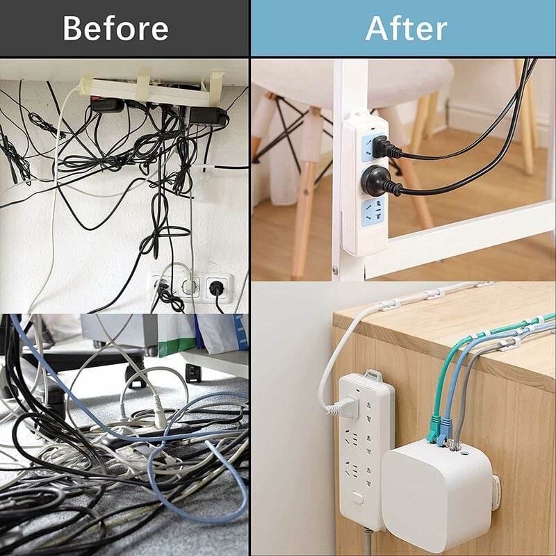 10 peças de suporte de parede para régua de energia, suporte de parede autoadesivo para régua de energia, fixação de régua de energia de plástico - 3