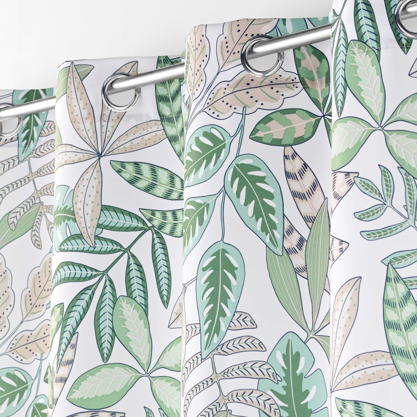 Rideau tamisant au style végétal - Blanc - 140x260 cm - Polyester - 2