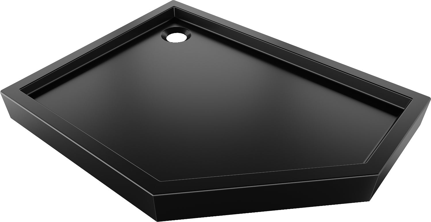 Mexen Flow+ brodzik pięciokątny lewy 100 x 90 cm, czarny mat - 46P709010LH