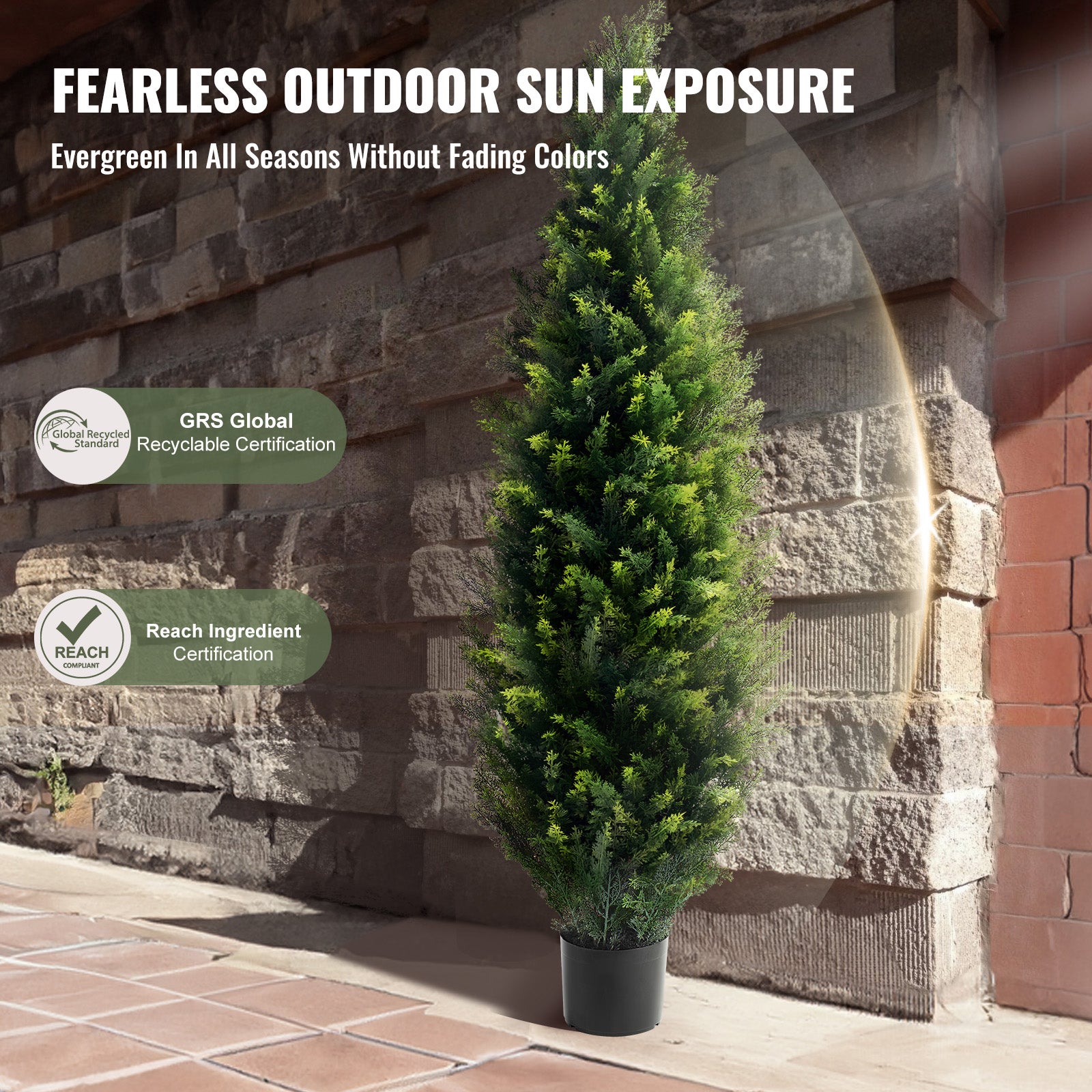 Set di SucceBuy 2 alberi topiari artificiali in cedro 152,4 cm,finti pini e cipressi sempreverdi con foglie extra e vaso,verde artificiale - 5