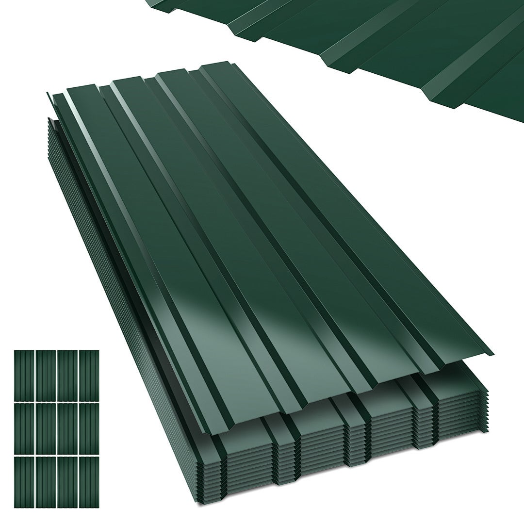 12x Blacha Falista Trapezowa na Dach, Plaques tôles profilées/ondulées Vert 115x45cm = 6m² tole de bardage résistantes intempéries