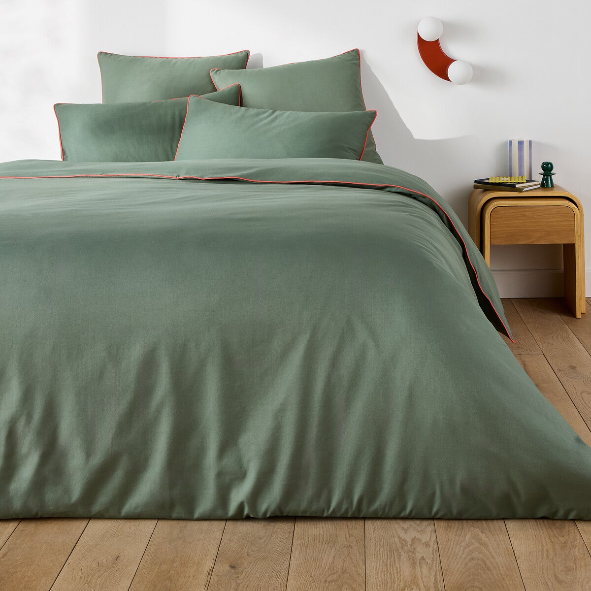 Housse de couette unie en coton, Macha - Vert forêt - 240 x 220 cm - 4