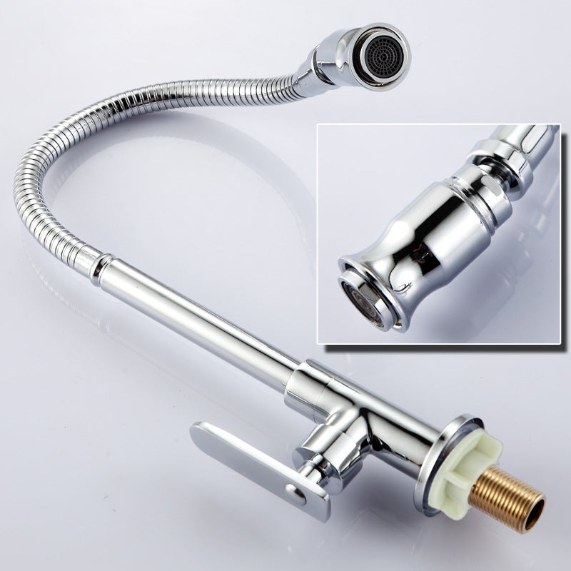 Robinet de cuisine extérieur 360 ° rotatif monotrou mitigeur robinet de cuisine eau froide robinet de buanderie - 2