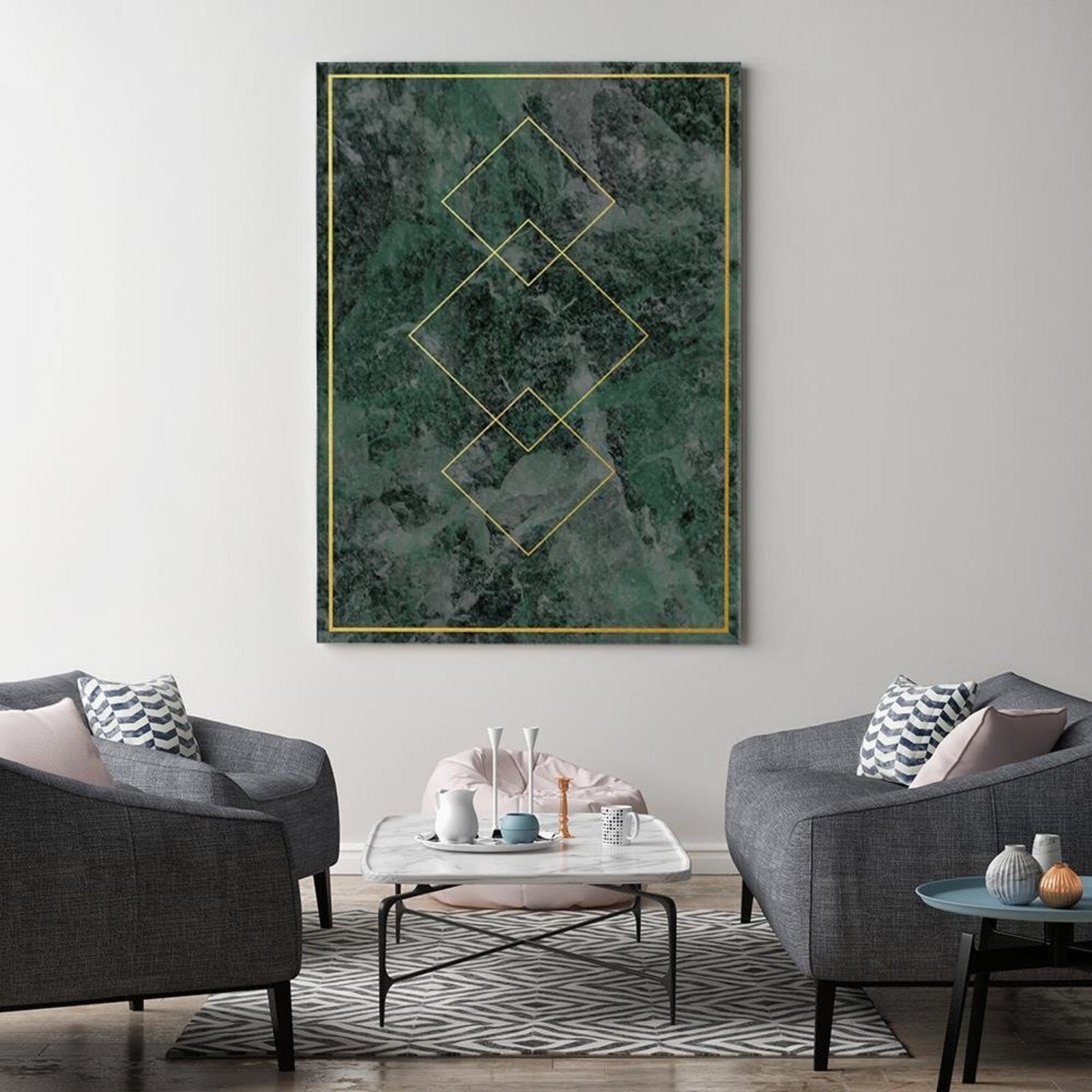 Tableau bois carrés dorés - 80 x 120 cm - 3
