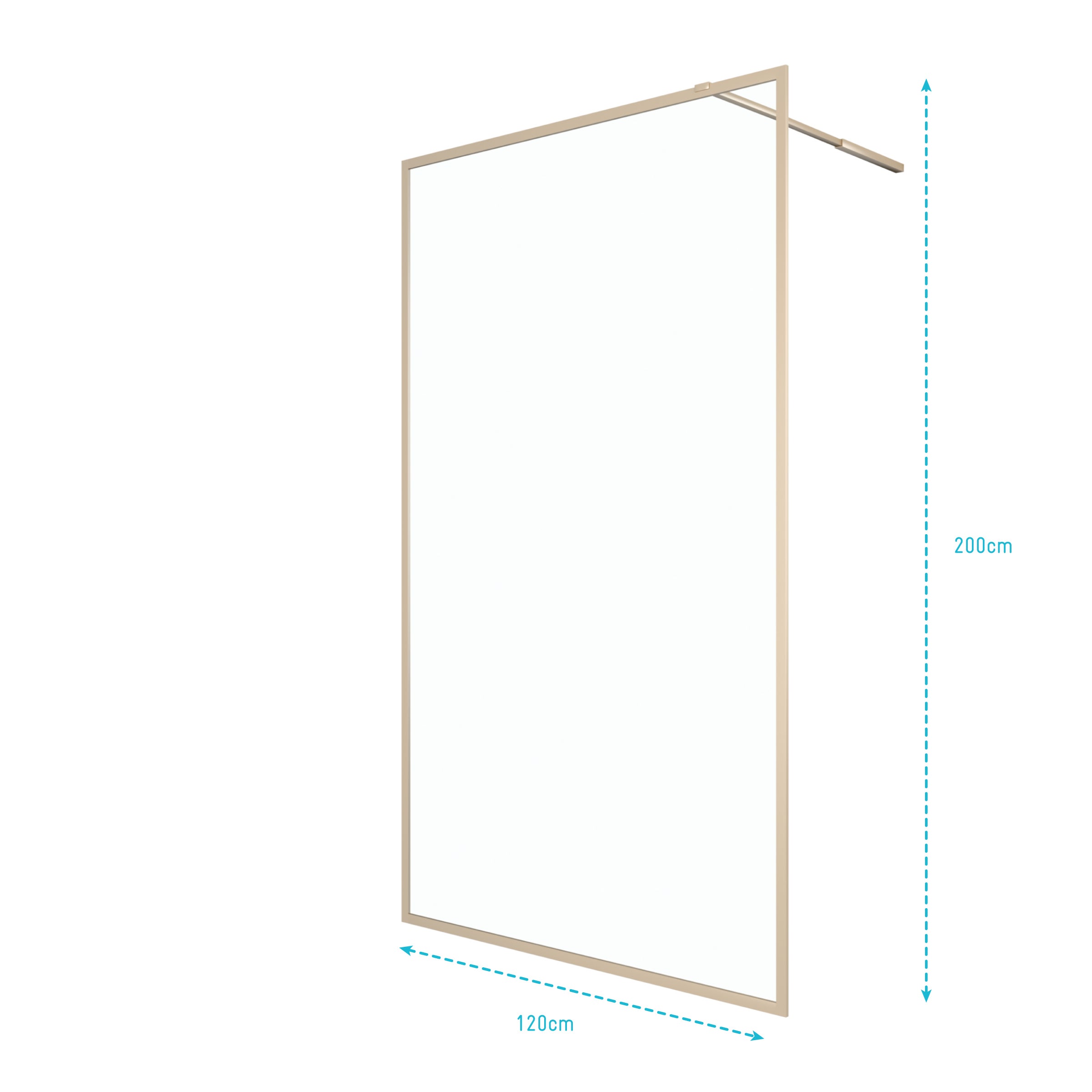 Paroi de douche 120x200 cm - Cadre et bras aluminium Or Doré Brossé - GOLDY CONTOURING - 5