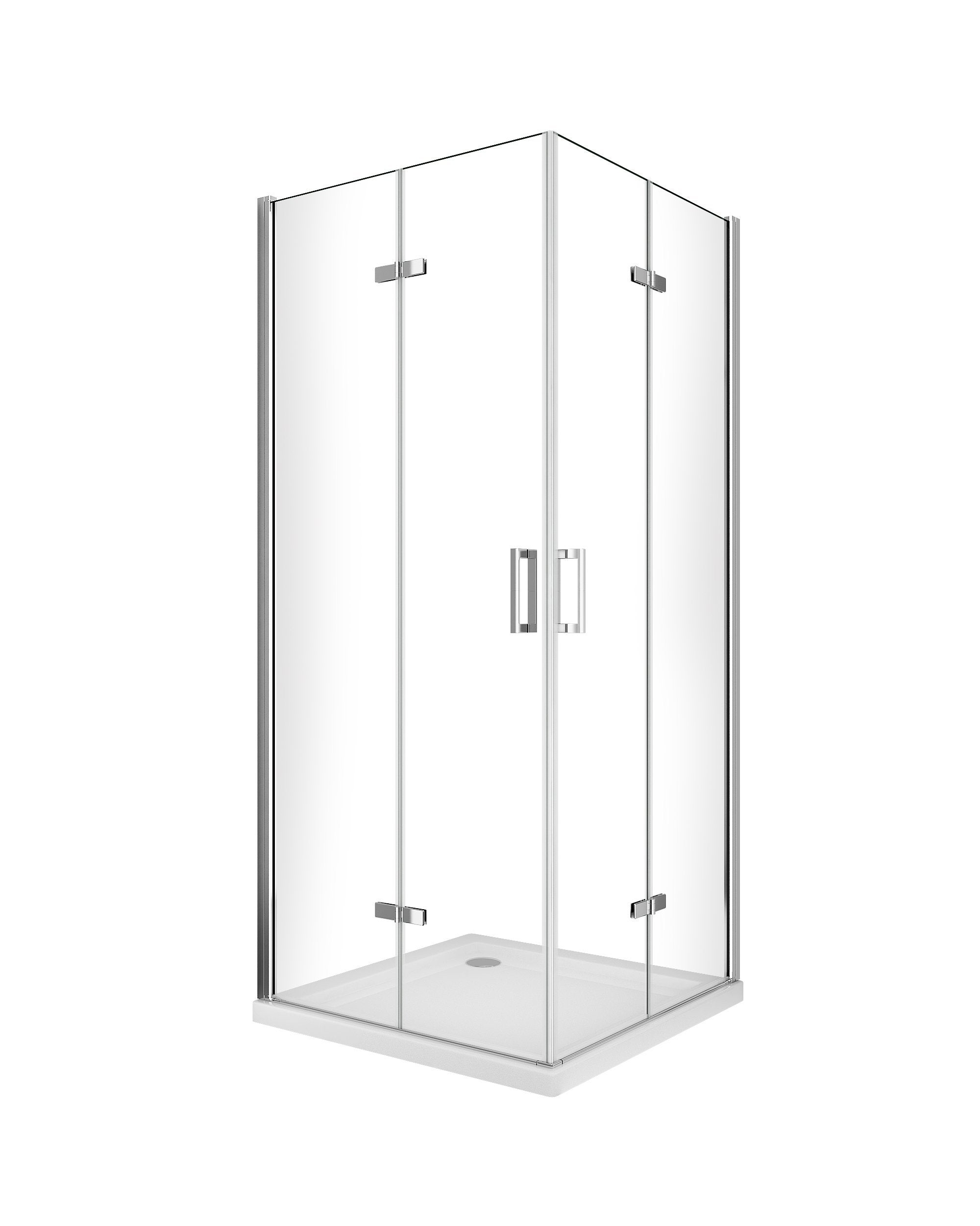 Kabina prysznicowa narożna, drzwi składane jak książka + 2 ścianki, szkło 8 mm Easy-Clean, wys. 190 cm – drzwi 70 (67,5-69) x drzwi 95 (92,5-94)