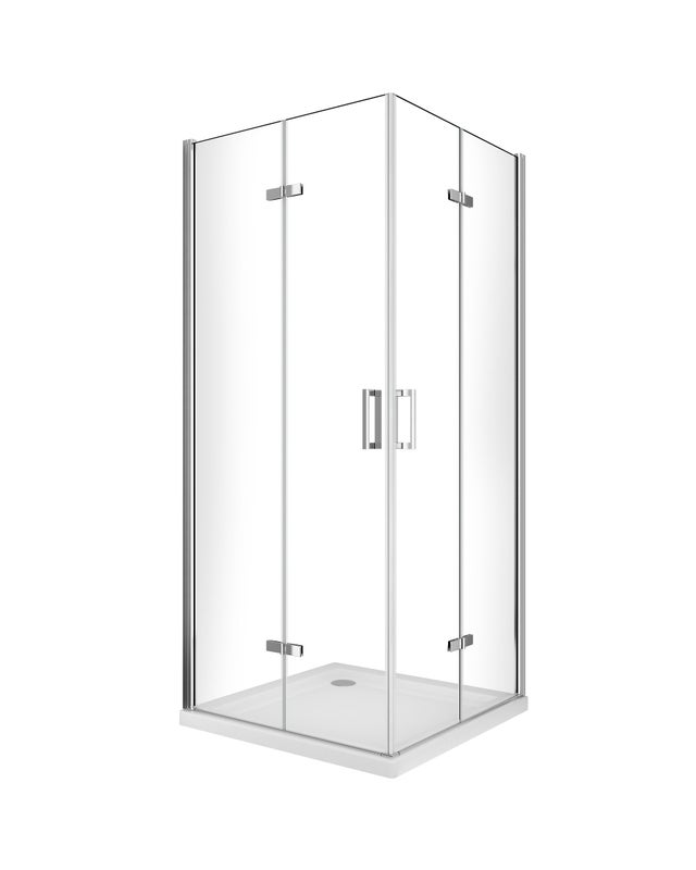 Kabina prysznicowa narożna, drzwi składane jak książka + 2 ścianki, szkło 6 mm Easy-Clean, wys. 190 cm – drzwi 100 (97,5-99) x drzwi 100 (97,5-99)