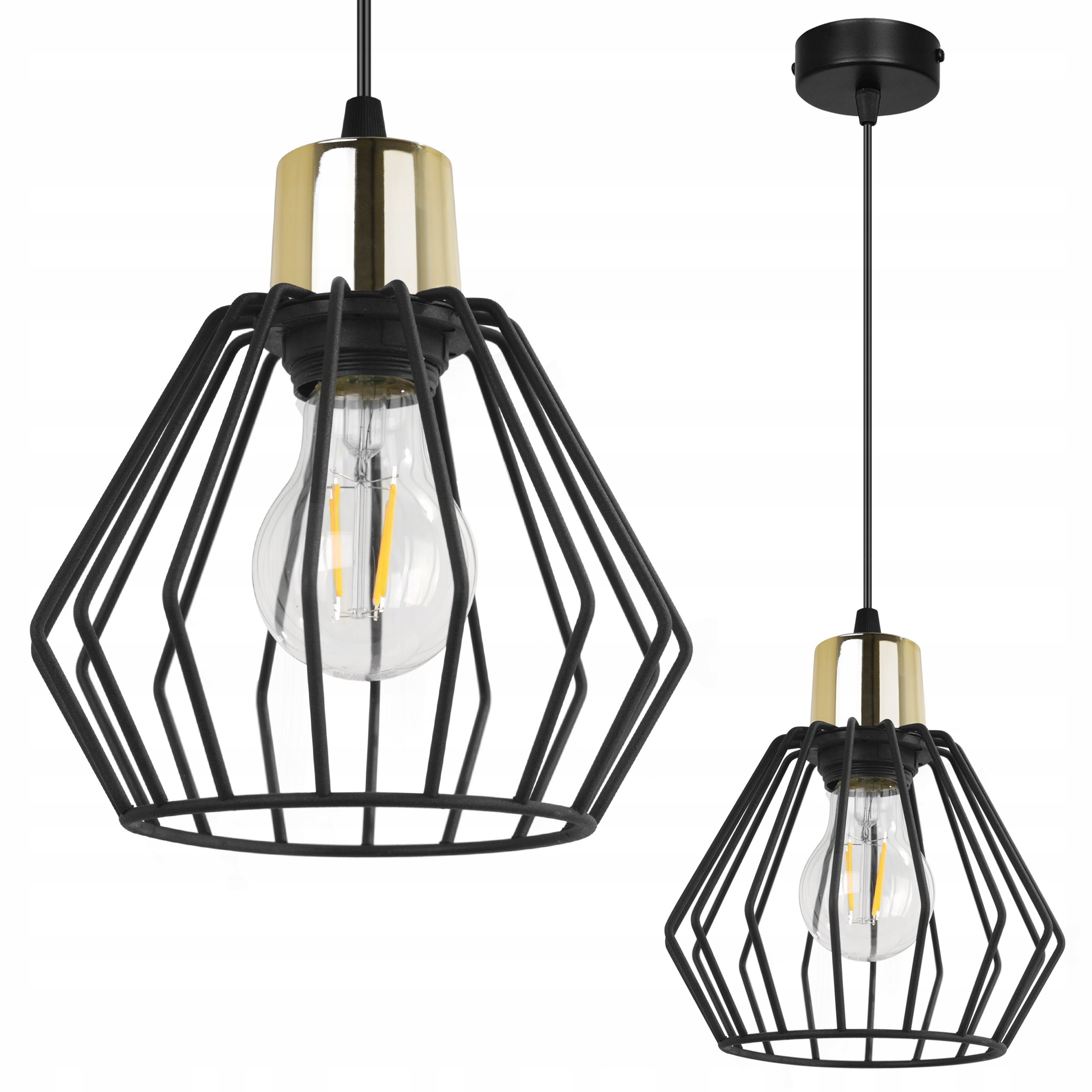 Lampa sufitowa wisząca Nuvola glam 1xE27 abażur druciak diament złoty/czarny Light Home LH