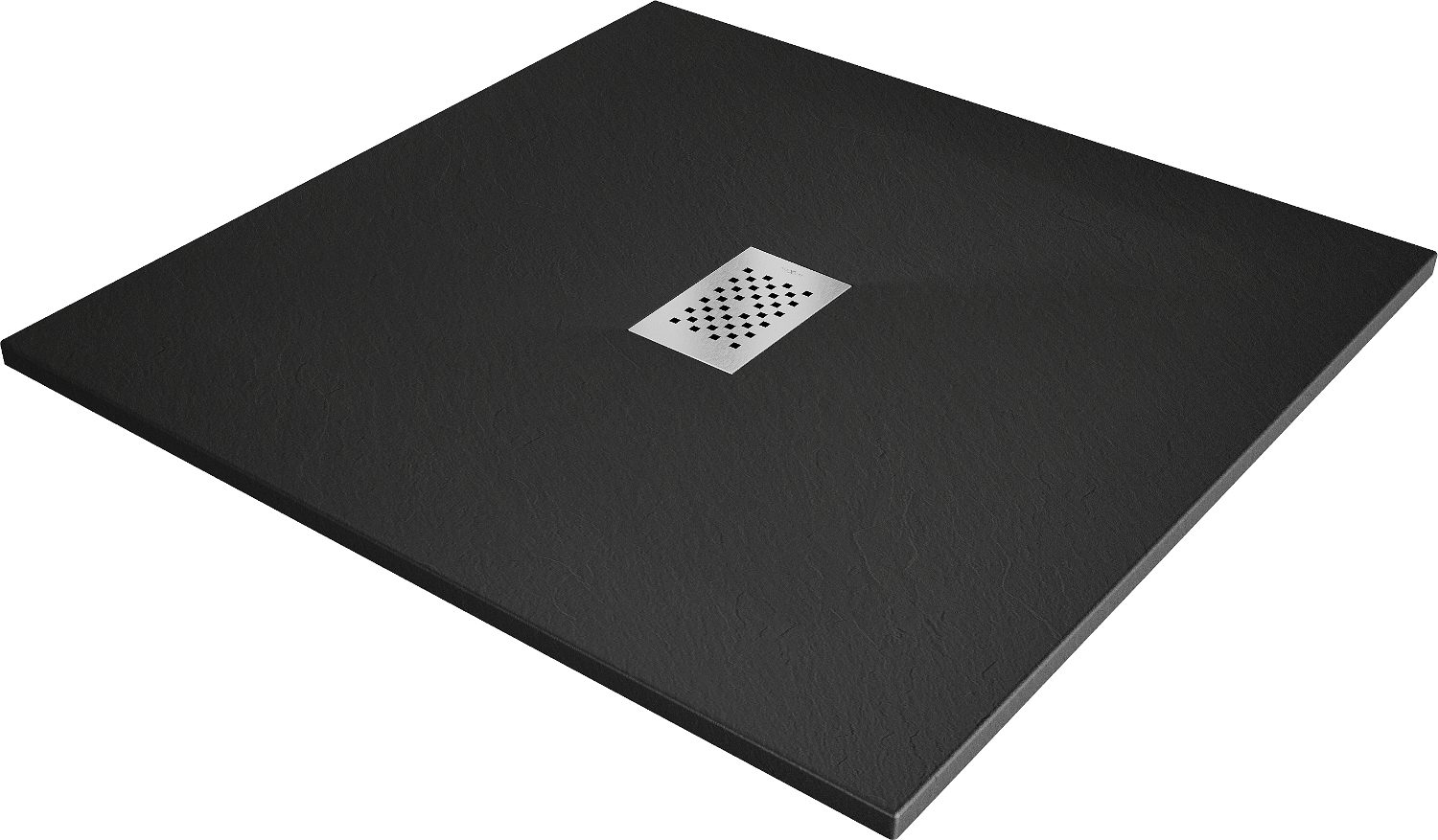 Mexen Hugo brodzik kwadratowy SMC 100 x 100 cm, czarny, maskownica inox - 42701010-X