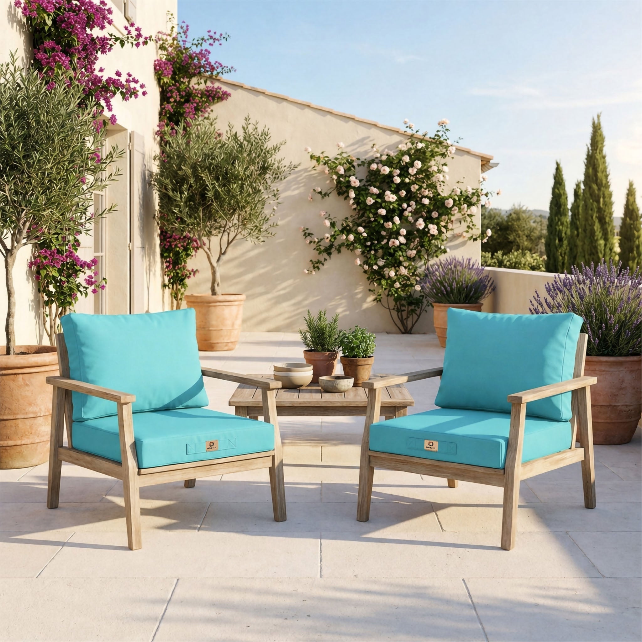 Coussins pour salon de jardin déhoussable 50x50cm Bleu caraïbes - 2