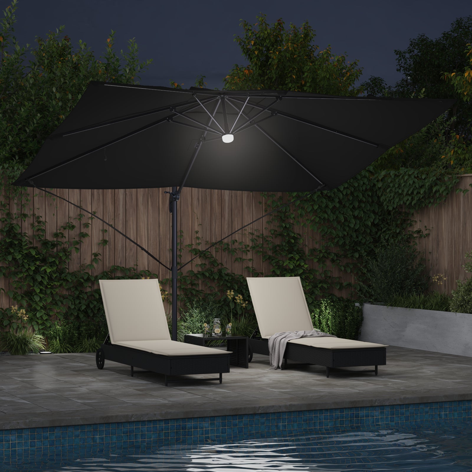 VidaXL Ombrellone A Sbalzo Con Doppio Telo 400x300 Cm – Tortora, Base A Croce, Rotazione 360°