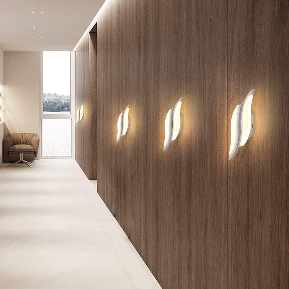 COMELY Lámpara de Pared para interiores,Diseño moderno de 12 W, luz LED Blanca cálida para Dormitorio y sala de estar, 3000 K, 30 x 11,5 x 4,5 cm. - 5