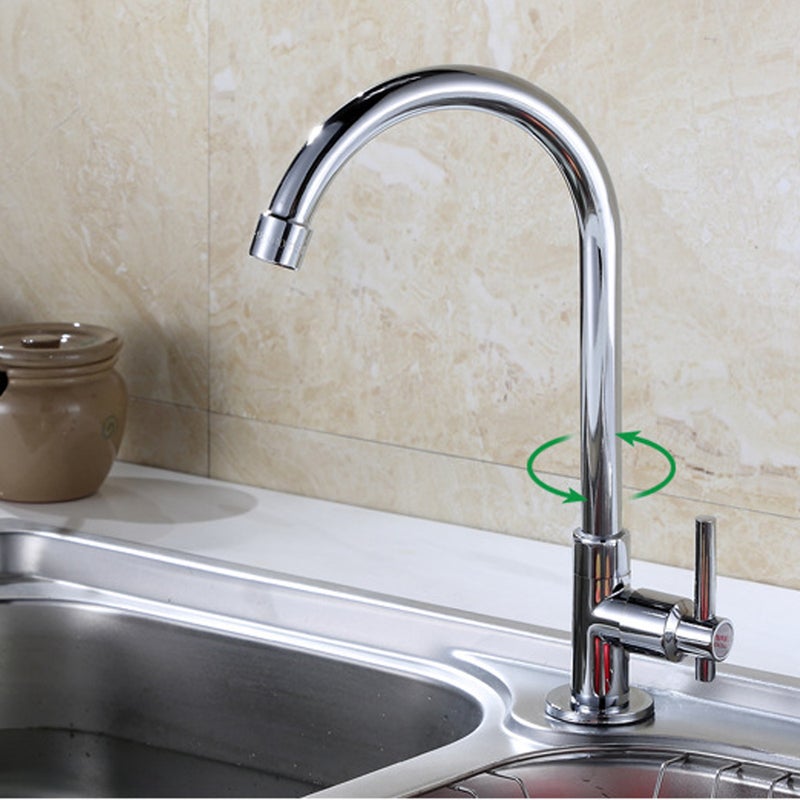 Jednouchwytowa bateria kuchenna, wysoki łuk, duży przepływ 360°, oszczędzająca wodę stal nierdzewna