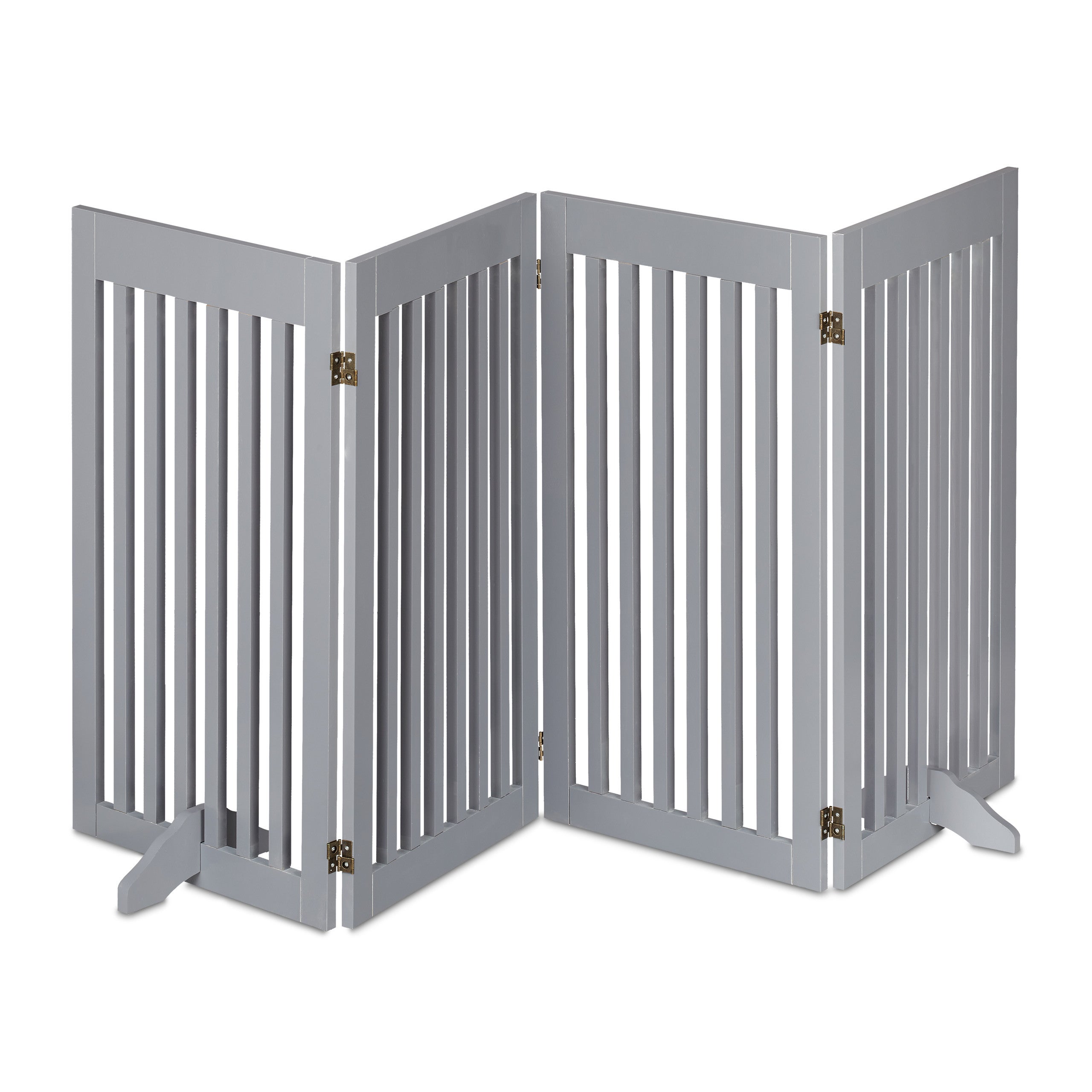 Barrière de sécurité pour chiens à 4 panneaux, pliable et autoportante, 92 x 207 cm, avec pieds, MDF gris, Relaxdays - 9