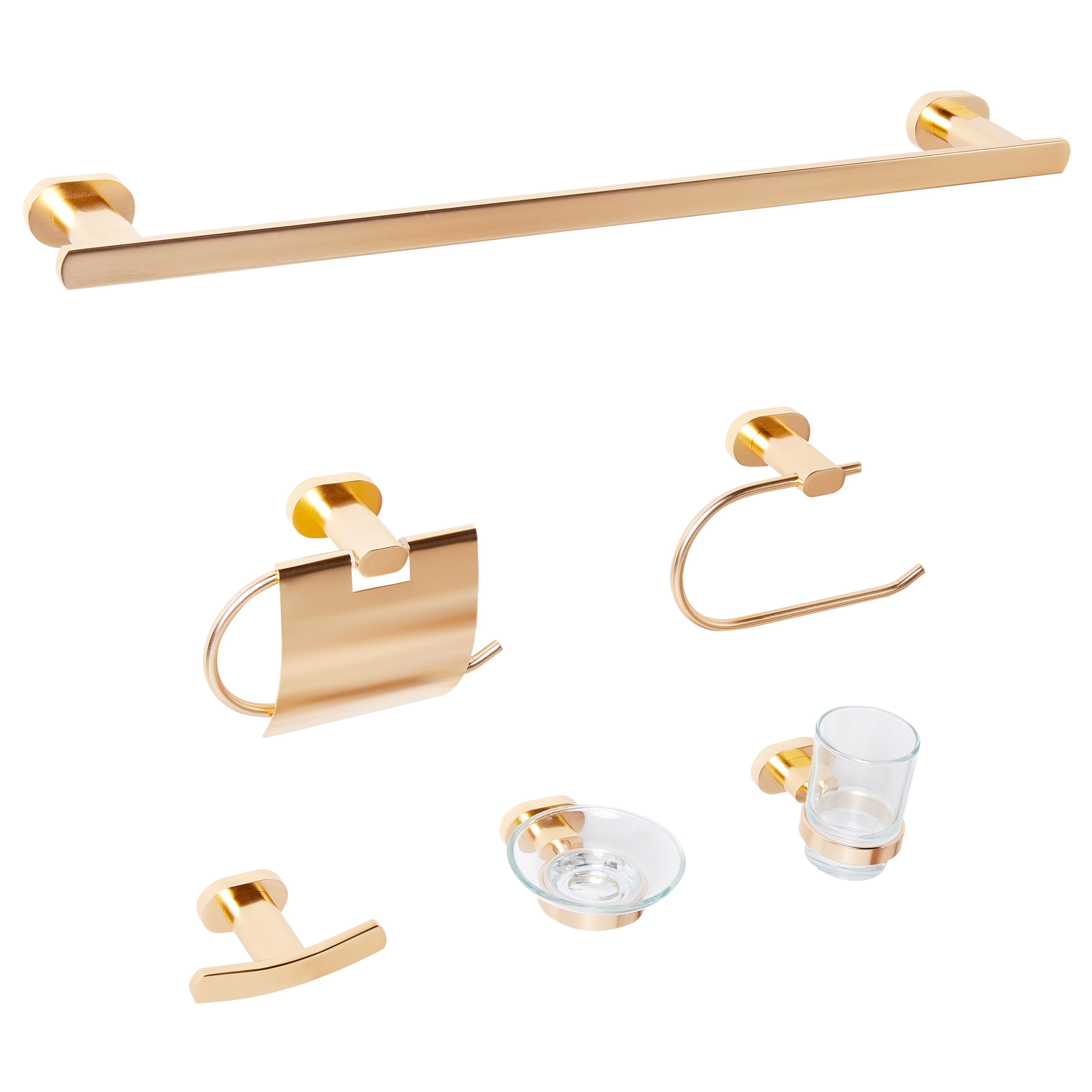 Set de 6 accesorii pentru baie TOCOPILLA cu bare și cârlige pentru prosoape Auriu 6buc