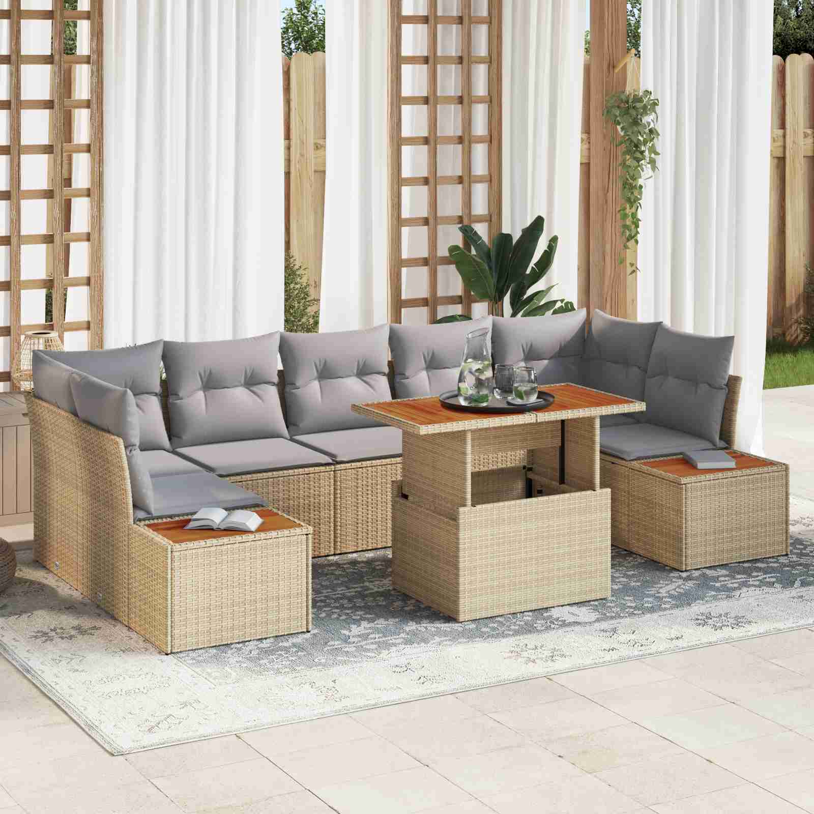 Set Divano da Giardino pcs Beige Poly Rattan vidaXL Leroy Merlin