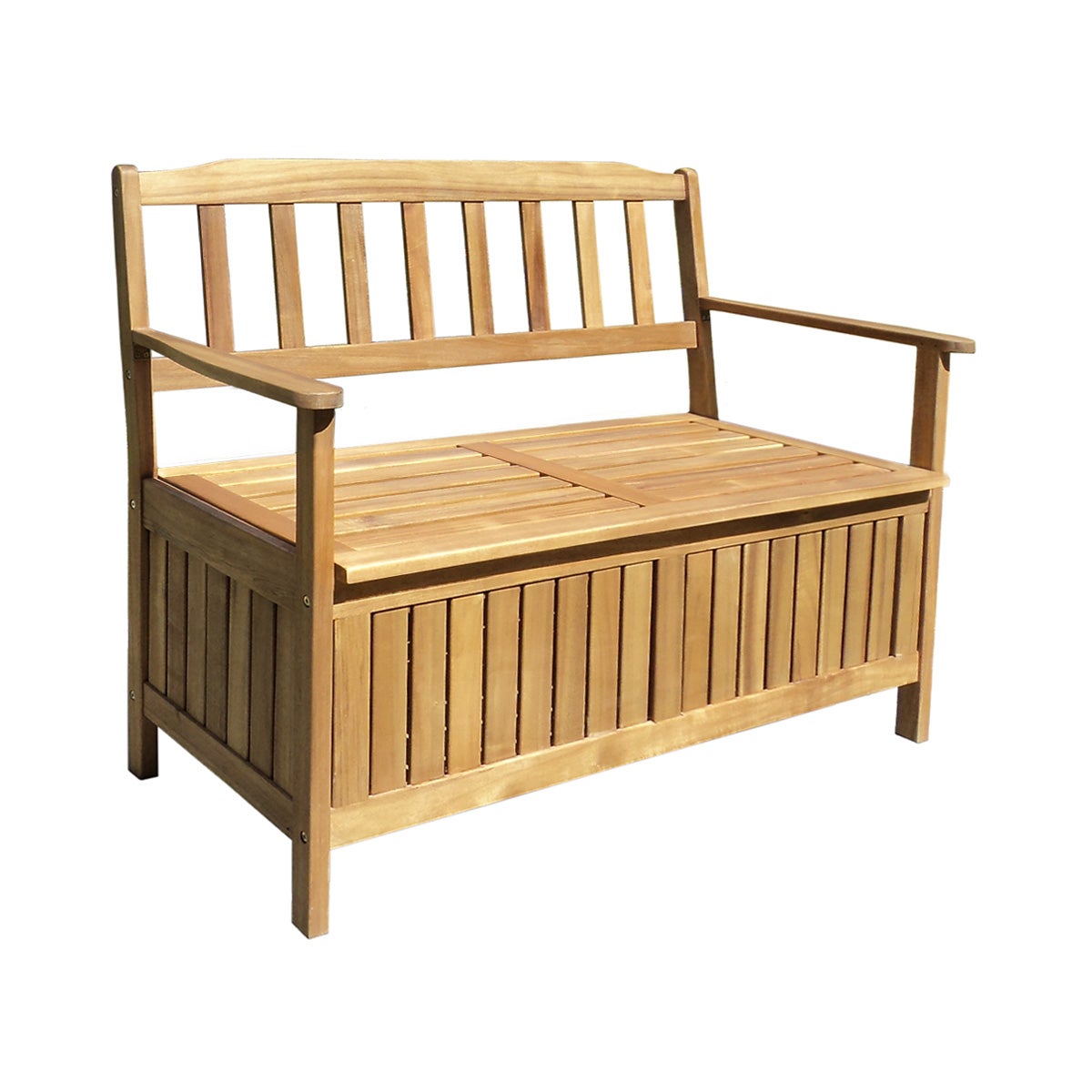 Banc de jardin en acacia avec coffre de rangement - 3