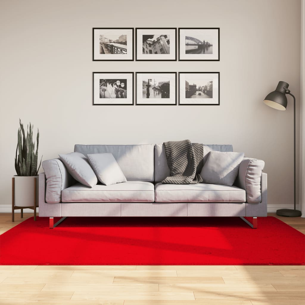 Dywan HUARTE z krótkim włosiem, czerwony, 140x200 cm vidaXL
