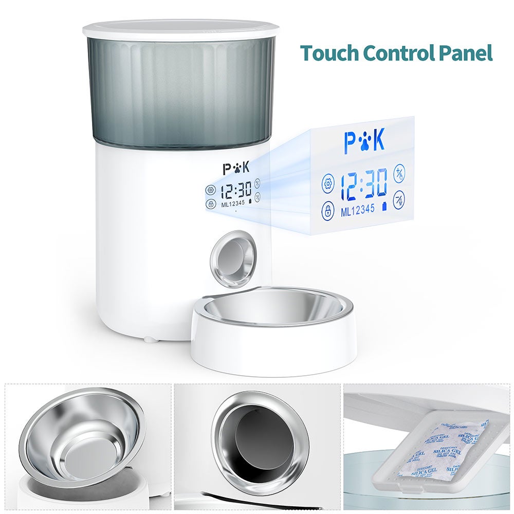 4L Distributeur de Croquettes pour Chat et Chien Blanc Distributeur Automatique de Nourriture avec Bol en Acier Inoxydable - 9