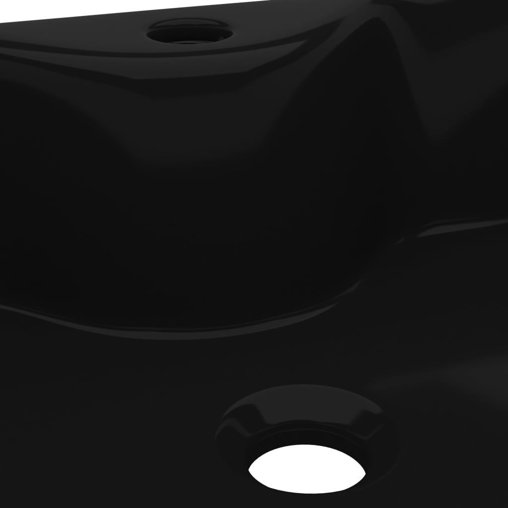 Vasque carrée à trou pour robinet céramique Noir pour salle de bain vidaXL - 6