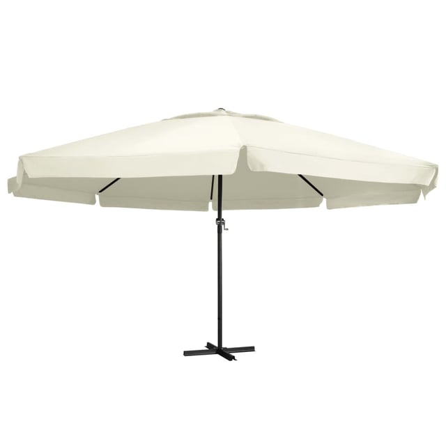 Sombrilla de jardín vidaXL con mástil de aluminio 600 cm blanco arena