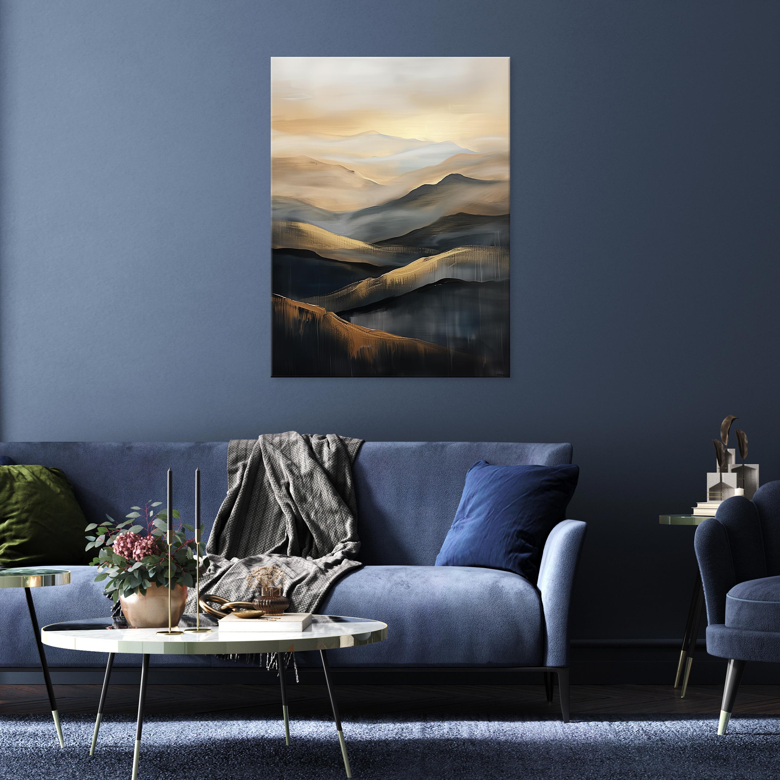 Impression sur Toile Abstrait Montagnes Boho Art Moderne 30x40 cm XXL Tableau Décoration Murale Intissée pour Salon Chambre pret a accroche - 2