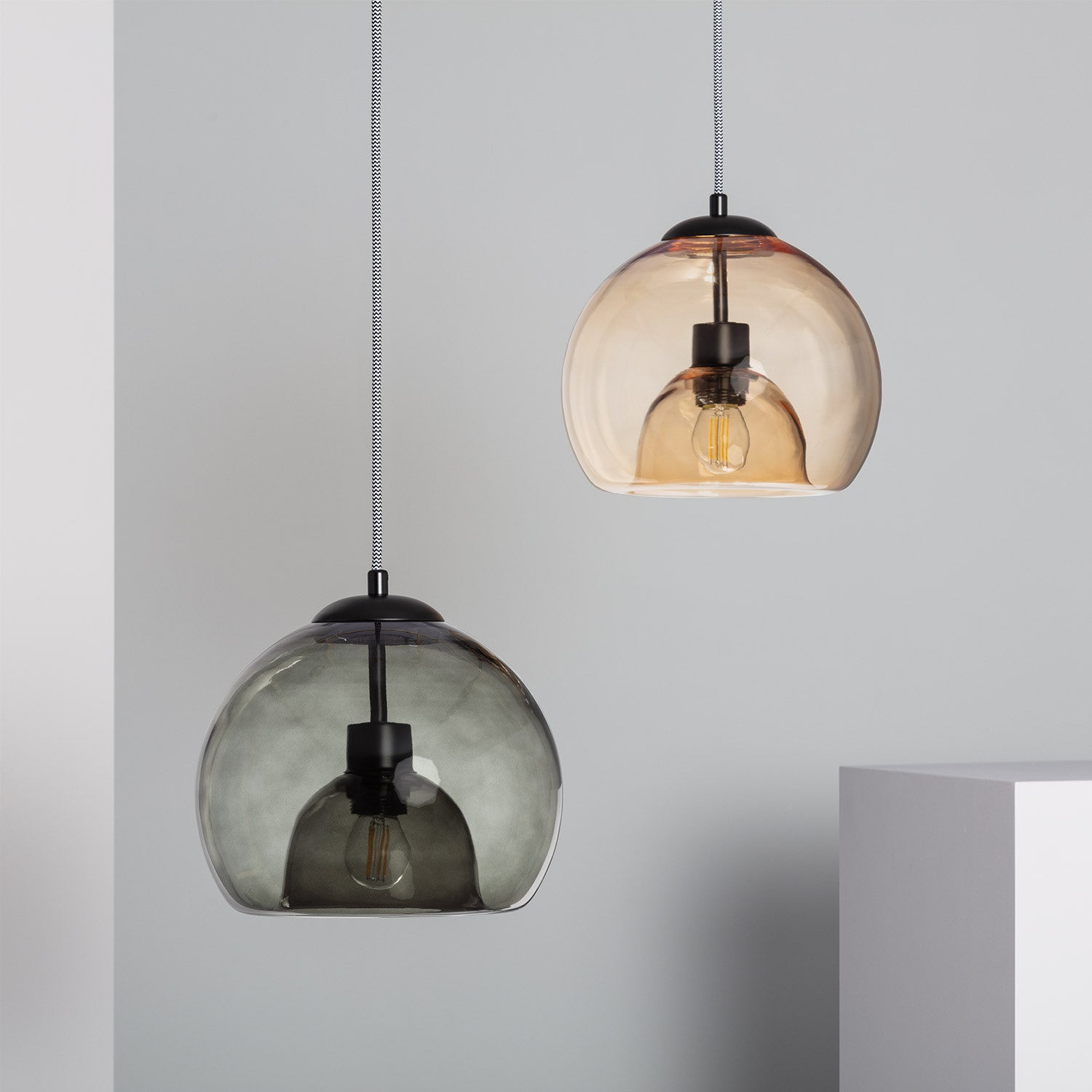 Lustre Suspension Verre Vaca, Noir, Verre,Métal, E27, IP20, 1800 mm x Ø250 mm - 8