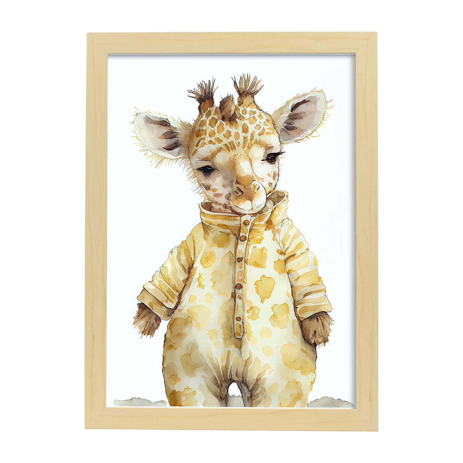 Nacnic poster de jirafa en estilo acuarela ilustraciones infantiles a todo color de animalitos bebé sobre fondo blanco a3 marcos madera