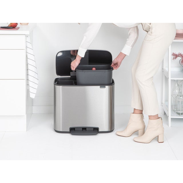 Set 3 Cestini Impilabili TATAY 20L Con Coperchio - Grigio, Per Spazzatura O Ripostiglio - Foto 2