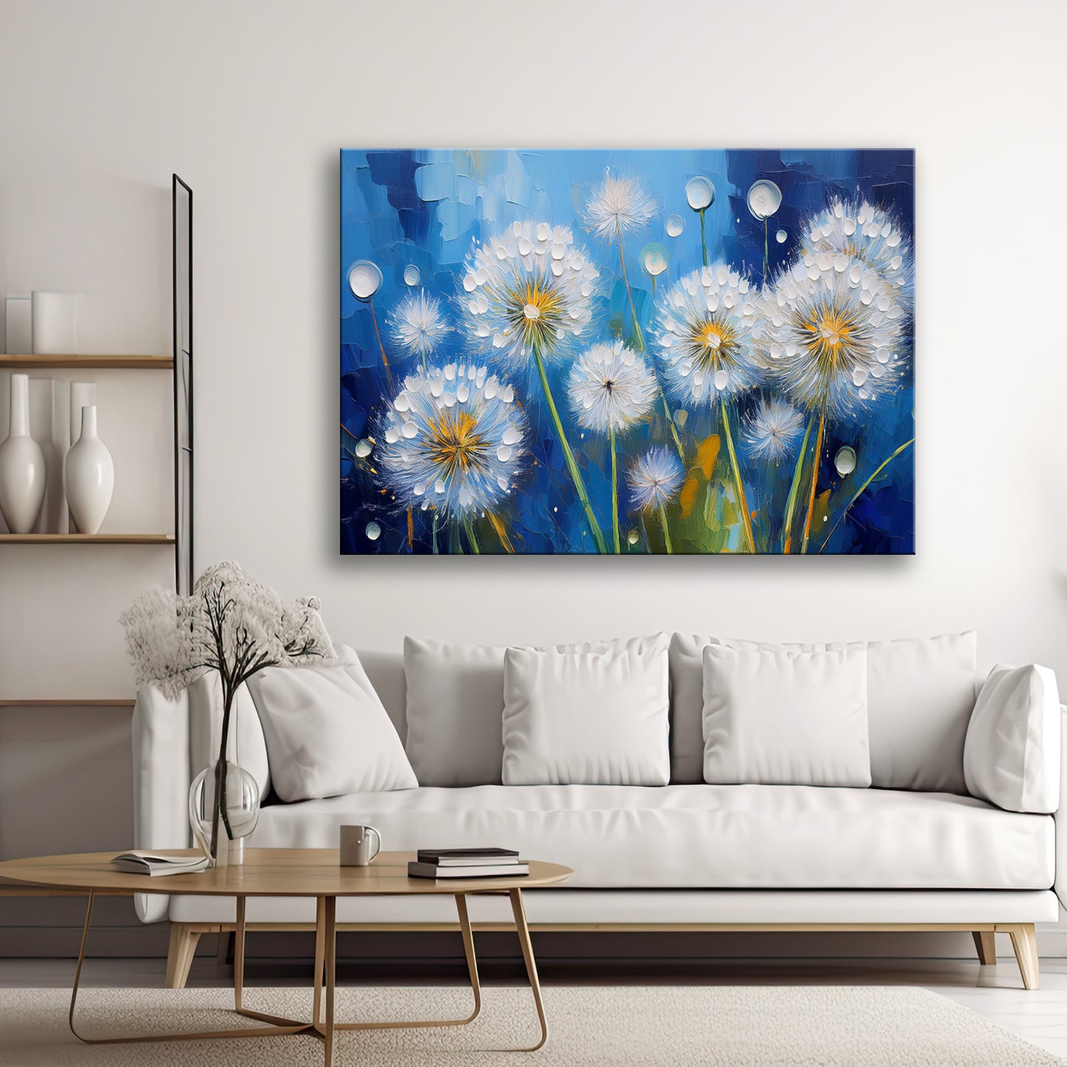 Obraz na płótnie, Dmuchawce Rośliny Kwiaty Krople Rosy 90x60
