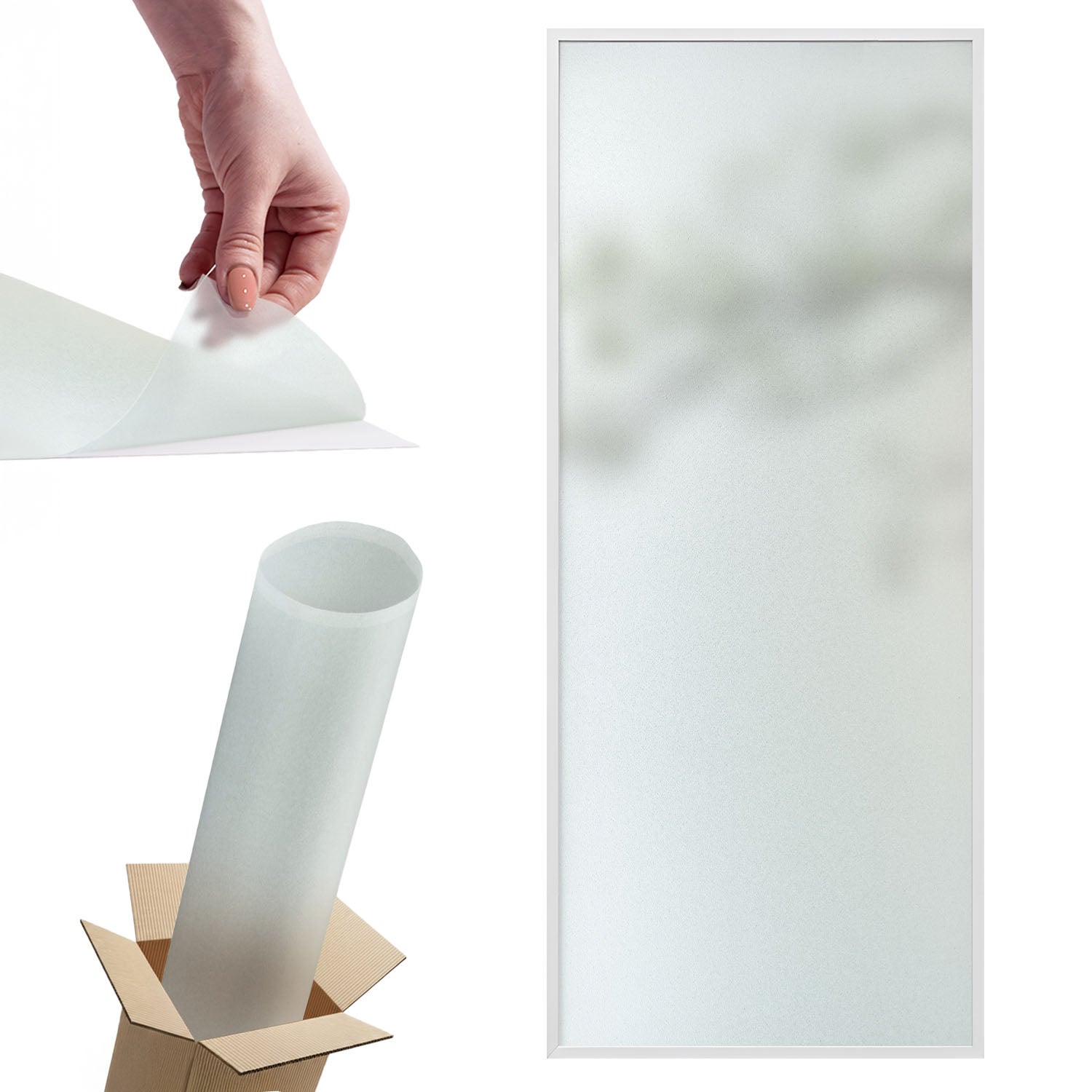 Folia samoprzylepna na okna i drzwi prysznicowe, satynowe wykończenie - efekt mrożonego szkła - 50x122 cm - Tulup