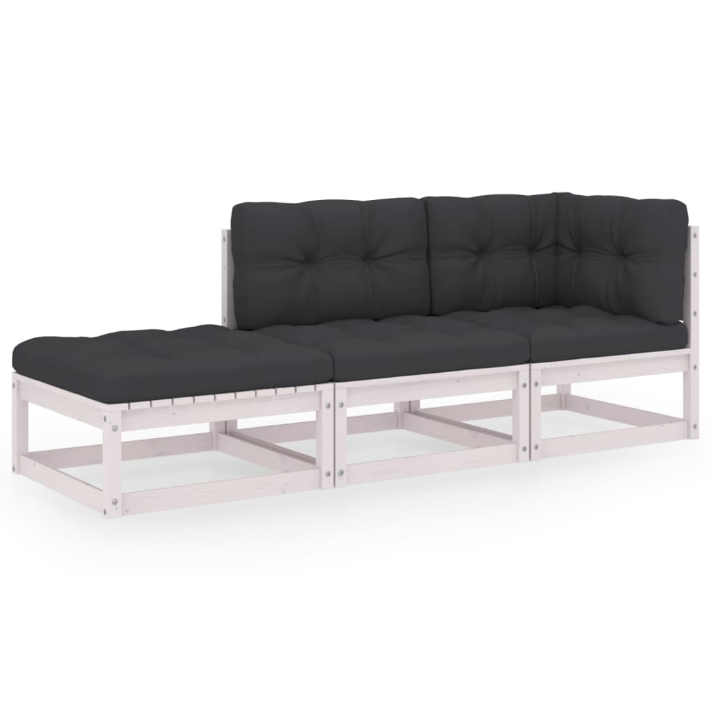 Maison Exclusive - Salon de jardin 3 pcs avec coussins Bois de pin massif - 2