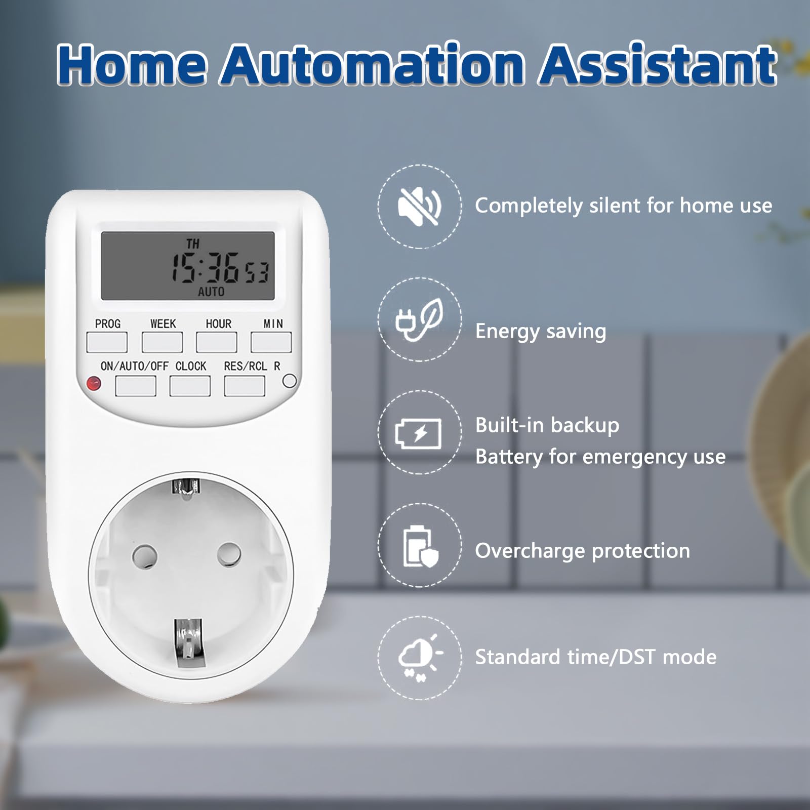 Prise Programmable Digitale, Prise Minuteur Minuterie Numérique Programmable 24 Heures/Semaine avec 16 Programmes de Groupe, AC 230V 10A 2300W - 2