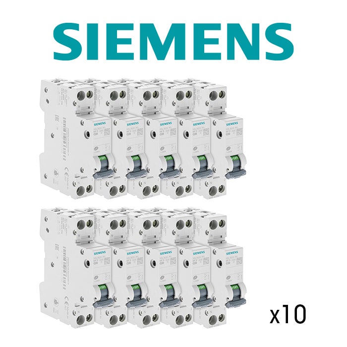 Lot de 10 disjoncteurs Siemens, 20A, courbe C, 4,5 kA, AC/DC, norme NF EN 60898, garantie 2 ans - 3