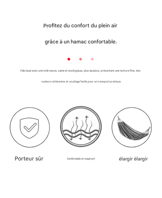 Hamac basique en tissu, disponible dans une variété de couleurs, modèle sans armature. - 4