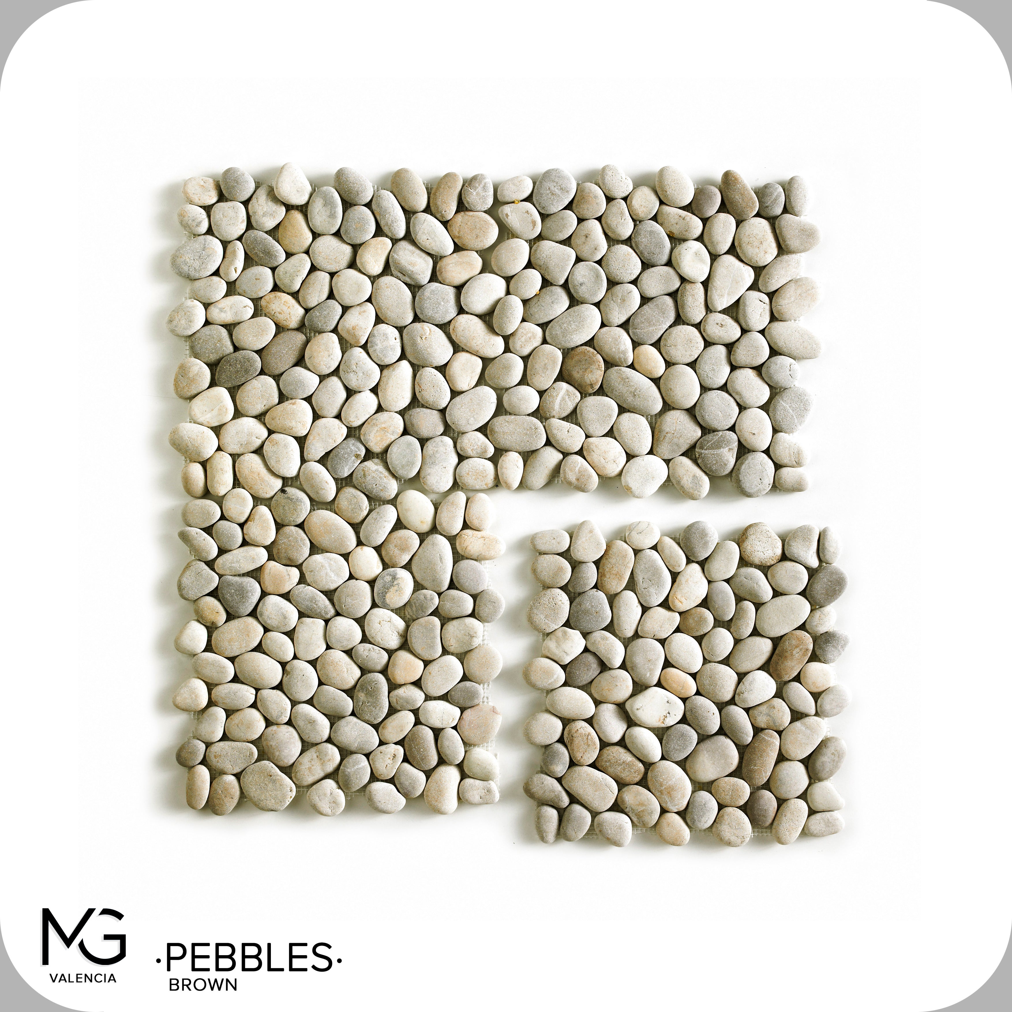 Mosaïque de galets de mer naturels 30x30cm | PEBBLES BROWN | (Boîte de 11 mailles = 1m2) - 2