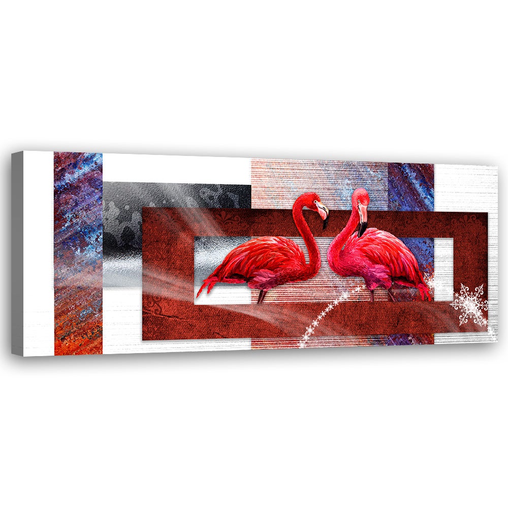 Obraz na płótnie, Dwa czerwone flamingi 90x30