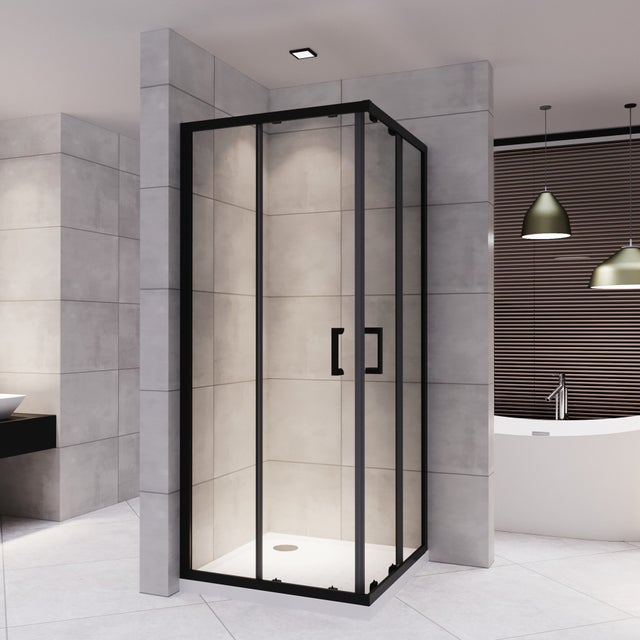 LANABLACK Cabine de douche H 185 cm porte coulissante transparente 90 x 90 cm
