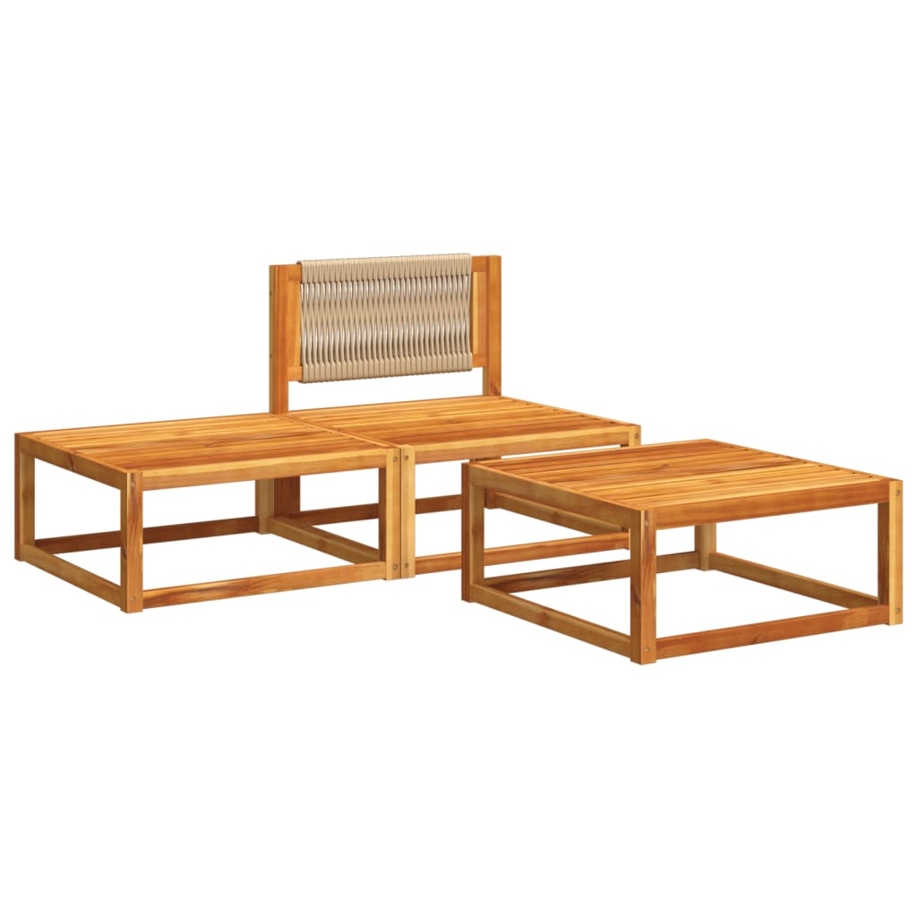 Maison Exclusive - Ensemble de canapés de jardin 3 pièces avec coussins, bois d'acacia et corde, - 3