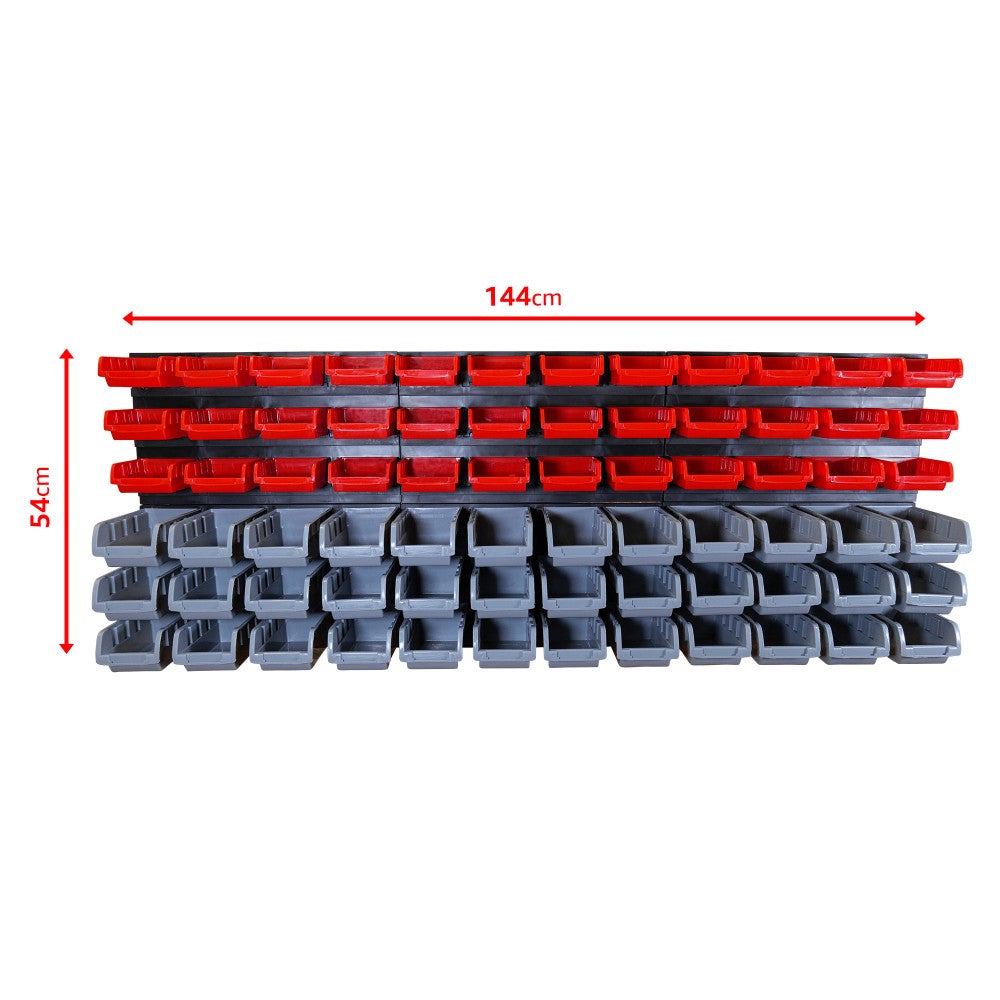 Etagère murale rangement outils - 72 bacs de rangement empilables - 6 panneaux 47,5 X 27,2 X 1,5cm - Rangement Atelier Garage - 3