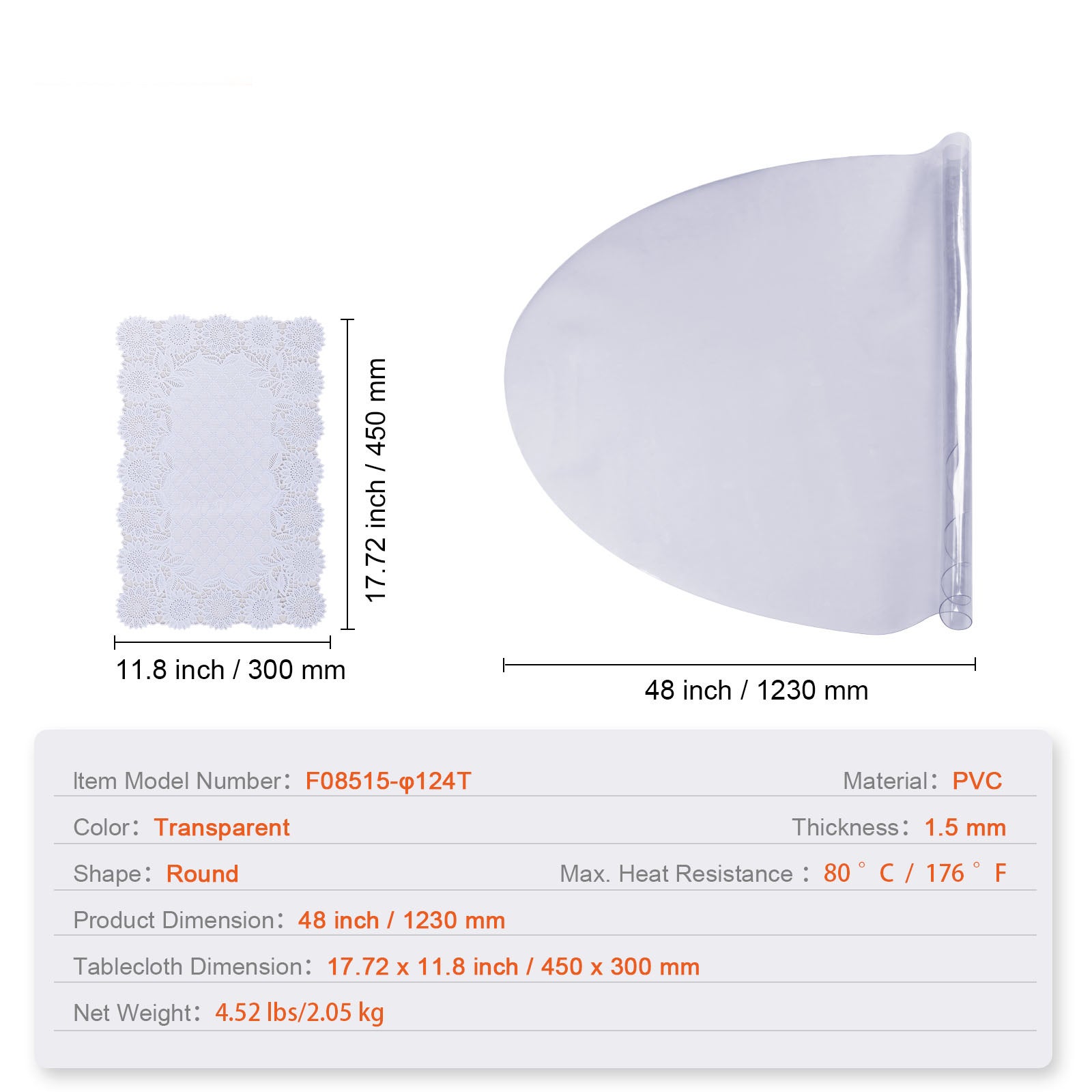 Nappe de protection transparente PVC SucceBuy 48