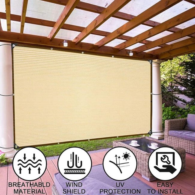 Voile d'ombrage 5 m x 8 m – esthétique, facile à utiliser et simple à installer – résistante au vent et aux déchirures - 3