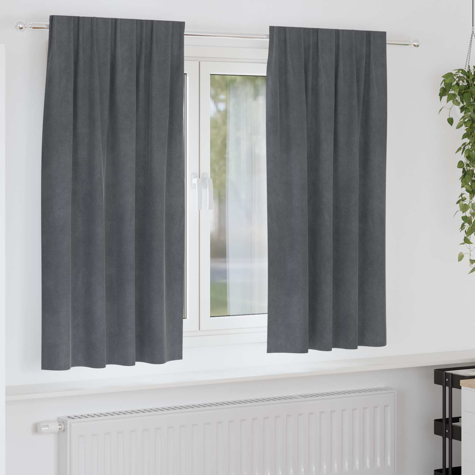 Zasłony zaciemniające 2 pcs Jasnoszary 140 x 175 cm Aksamit vidaXL