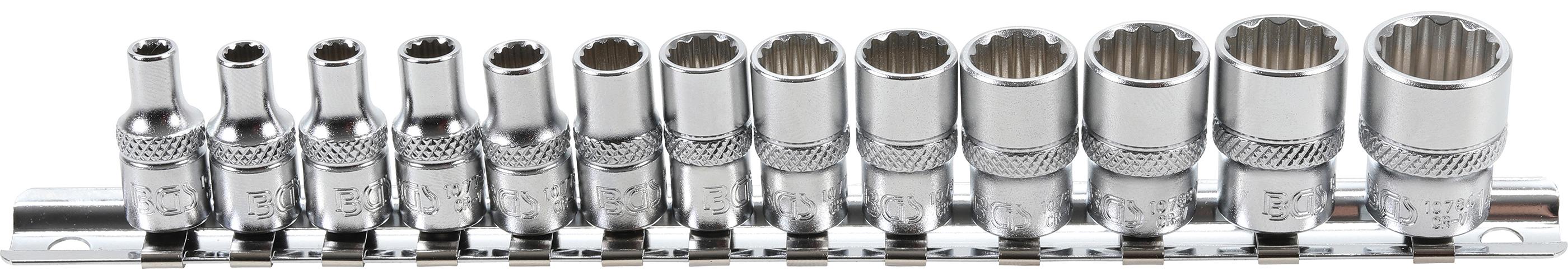 Zestaw kluczy nasadowych BGS dwunastokątnych, napęd kwadratowy wewnętrzny 6,3 mm (1/4") SW 4 - 14 mm, 13 sztuk - 2269